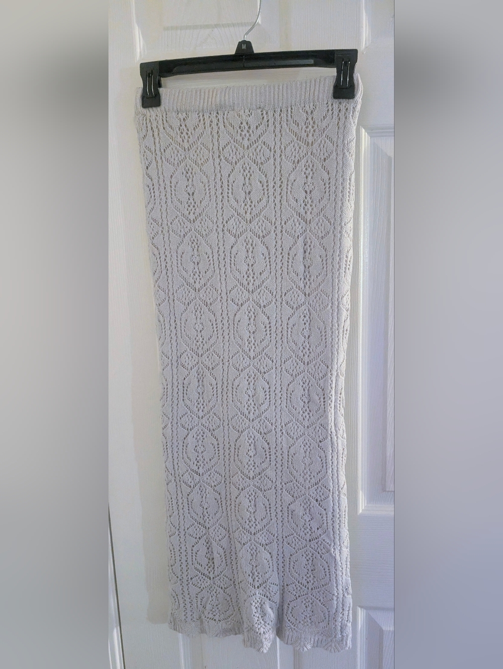 Freshmen 1996 Juniors' Cream Crochet Flutter Maxi Skirt - Picture 5 of 5